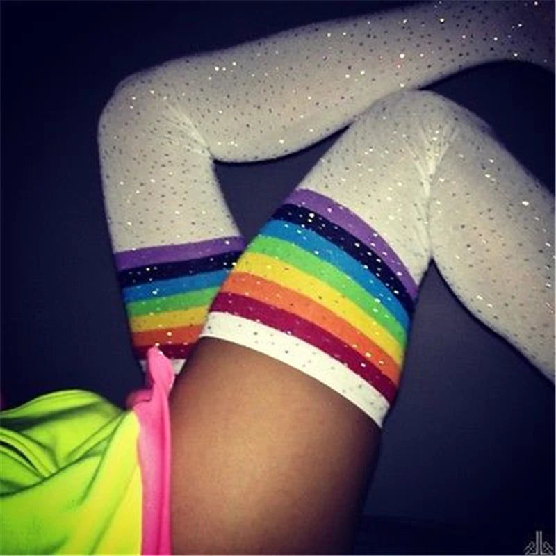 Women Stockings Women Socks Rhinestones Thigh High Over The Knee Socks Cotton Stockings Bling Thigh High Harajuku Hiphop