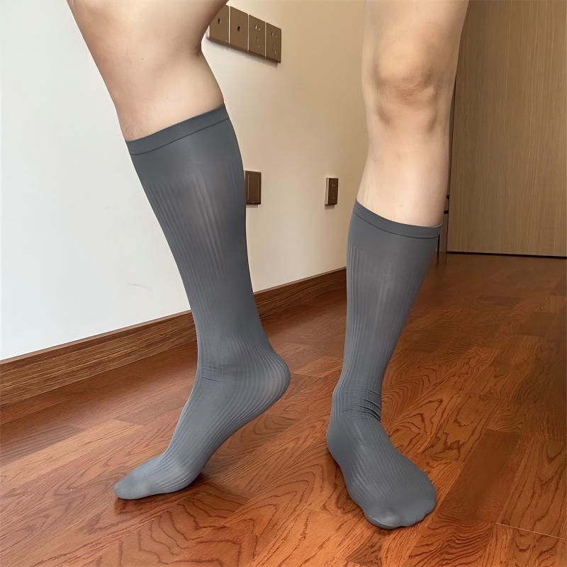 Men's Fine-Striped Business Dress Socks