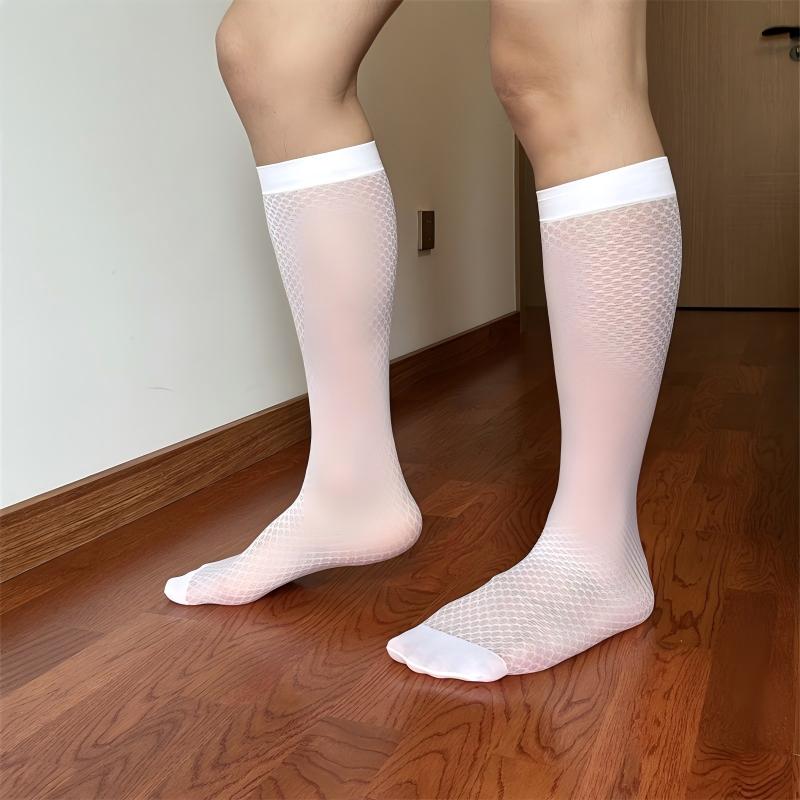 Men's Sheer Diamond Mesh Socks - Emerald Lattice Edition