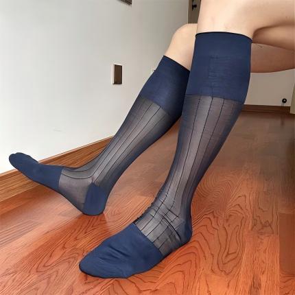 Elertra Ribbed Ascend navy blue dress socks for men