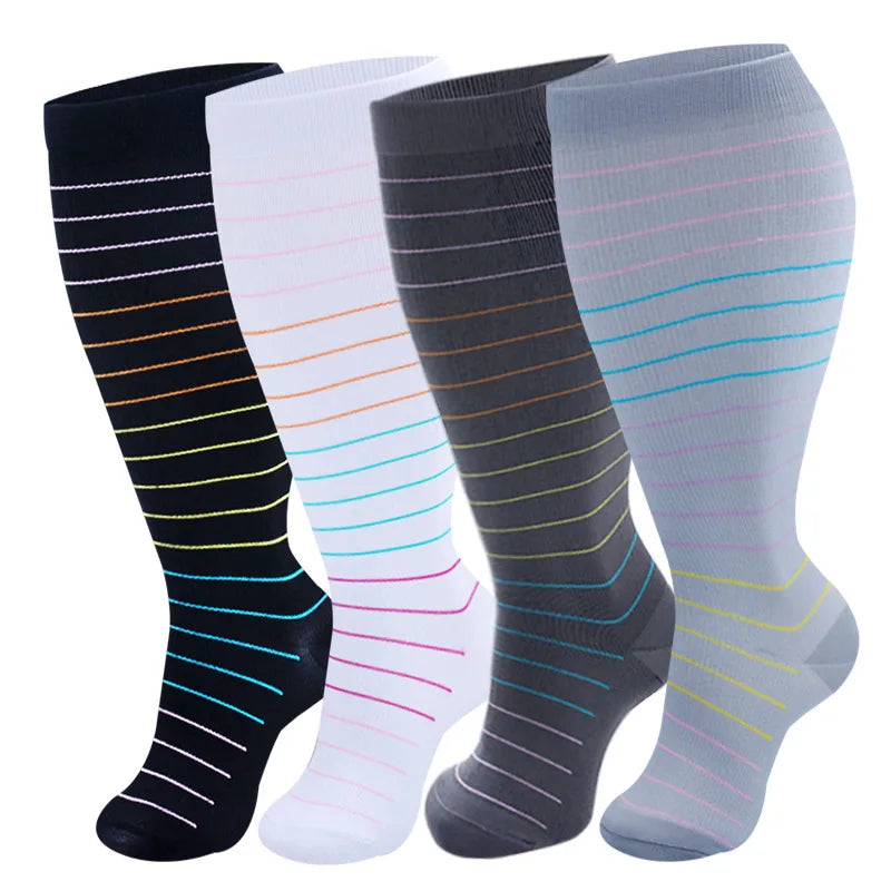 Plus Size Compression Socks Women Men Running Yoga Fat Sock Sports Fitness Weight Loss Wide Calf Extra Large Flight Sock Support