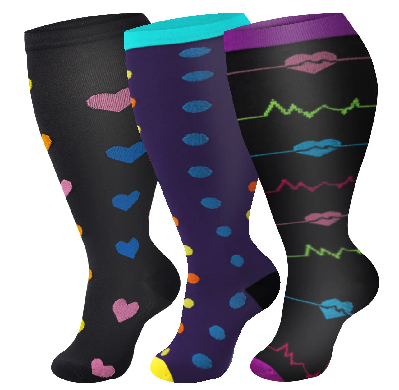 Plus Size Compression Socks Women Men Running Yoga Fat Sock Sports Fitness Weight Loss Wide Calf Extra Large Flight Sock Support