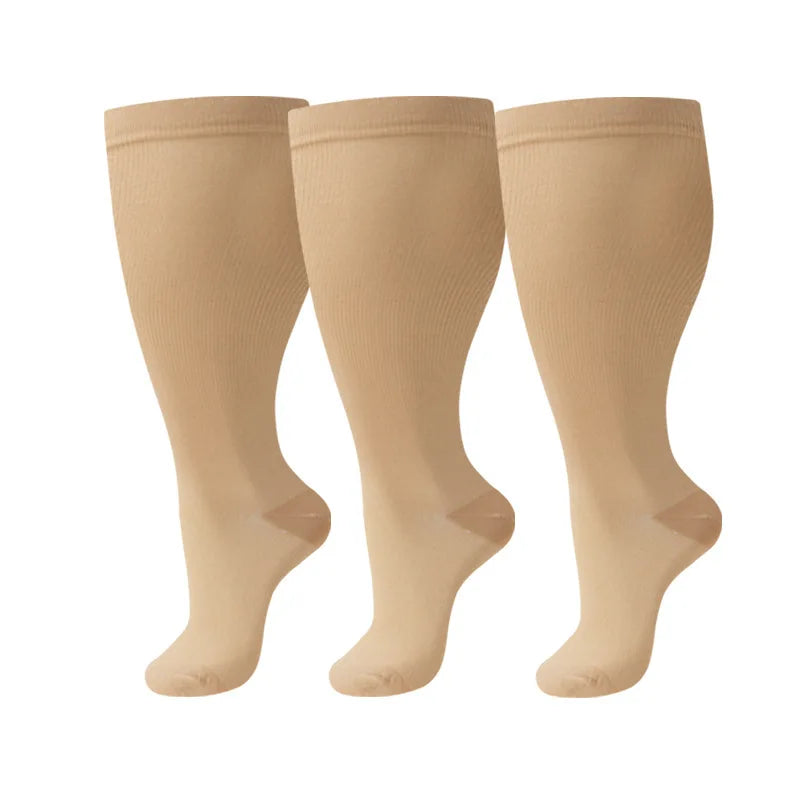 Plus Size Compression Socks Women Men Running Yoga Fat Sock Sports Fitness Weight Loss Wide Calf Extra Large Flight Sock Support