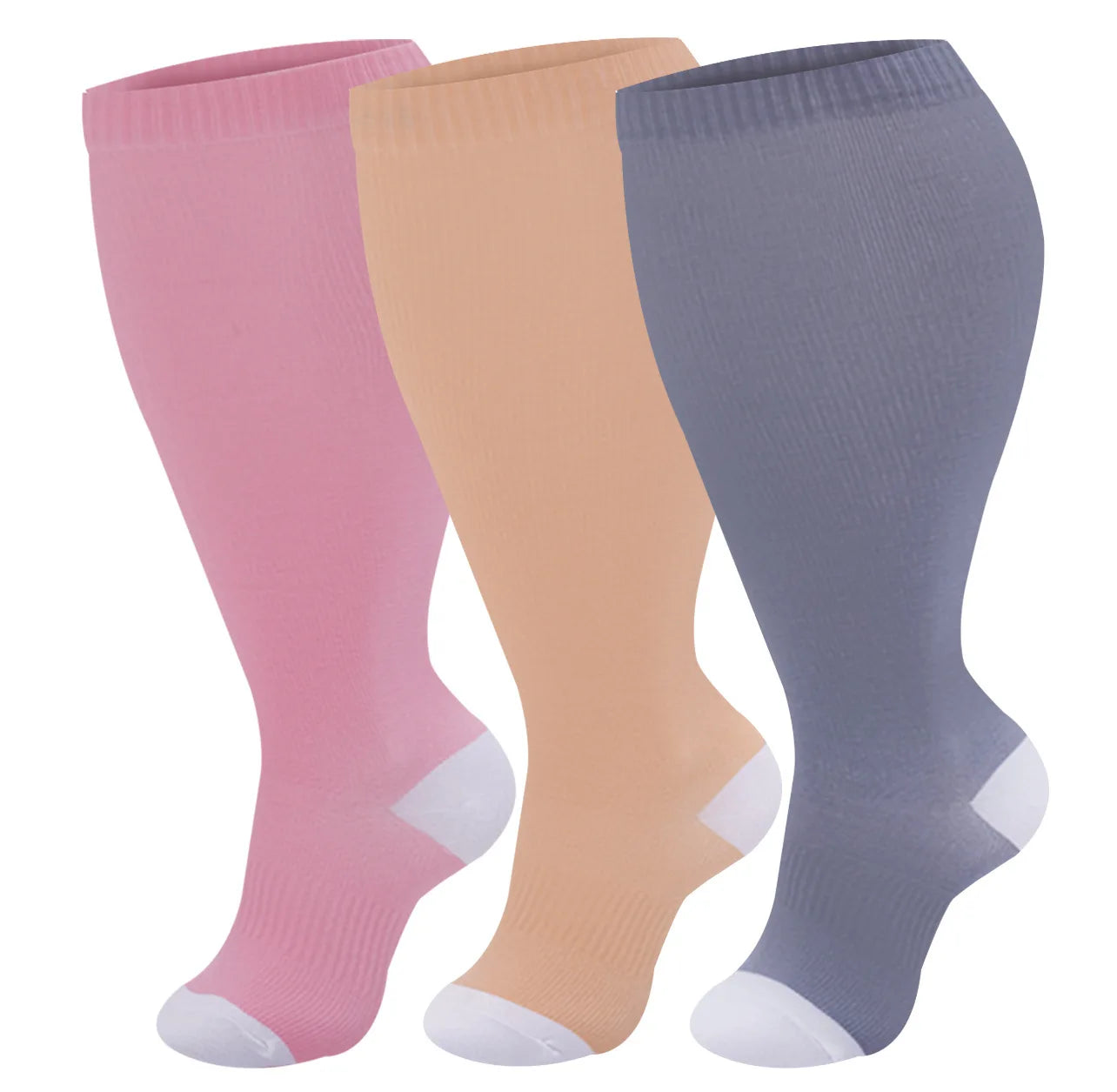Plus Size Compression Socks Women Men Running Yoga Fat Sock Sports Fitness Weight Loss Wide Calf Extra Large Flight Sock Support