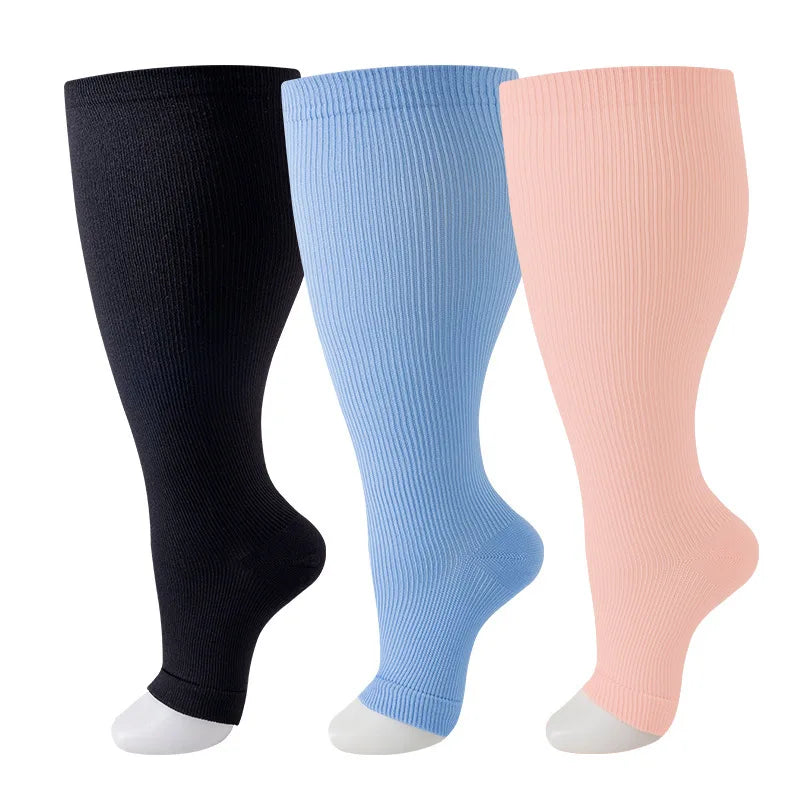 Plus Size Compression Socks Women Men Running Yoga Fat Sock Sports Fitness Weight Loss Wide Calf Extra Large Flight Sock Support