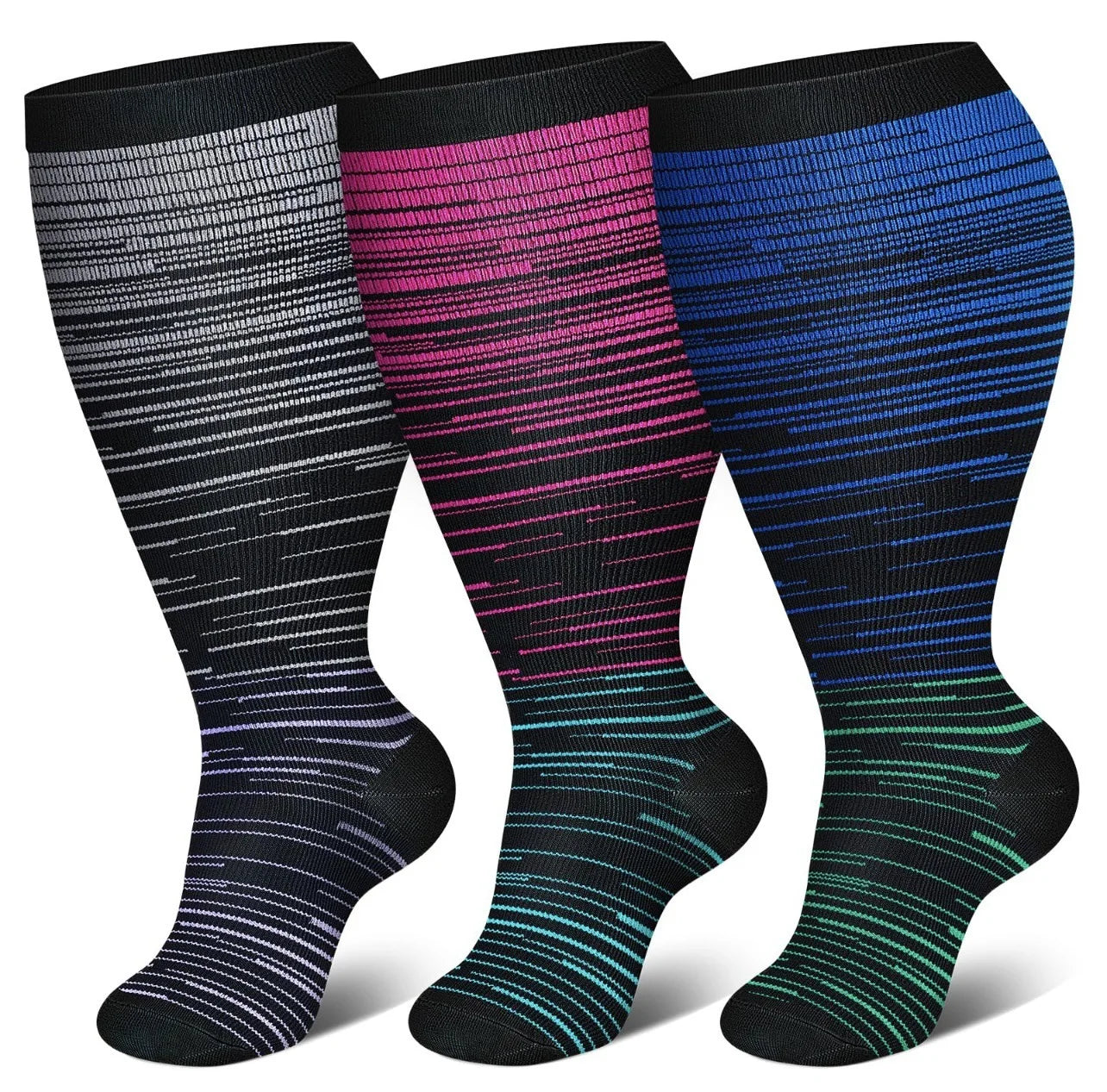 Plus Size Compression Socks Women Men Running Yoga Fat Sock Sports Fitness Weight Loss Wide Calf Extra Large Flight Sock Support