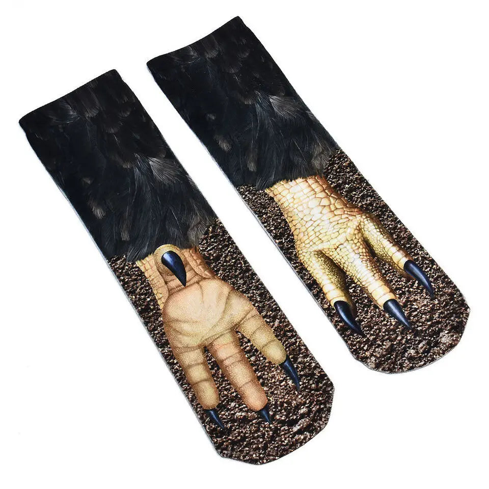 1pair 3D Printed Animal Paw Socks For Adult Kid Funny Cat Tiger Eagle Leg Socks Men Women Novelty Socks Christmas Gift