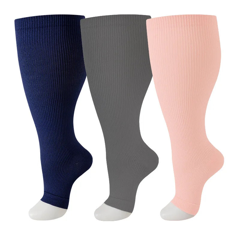 Plus Size Compression Socks Women Men Running Yoga Fat Sock Sports Fitness Weight Loss Wide Calf Extra Large Flight Sock Support