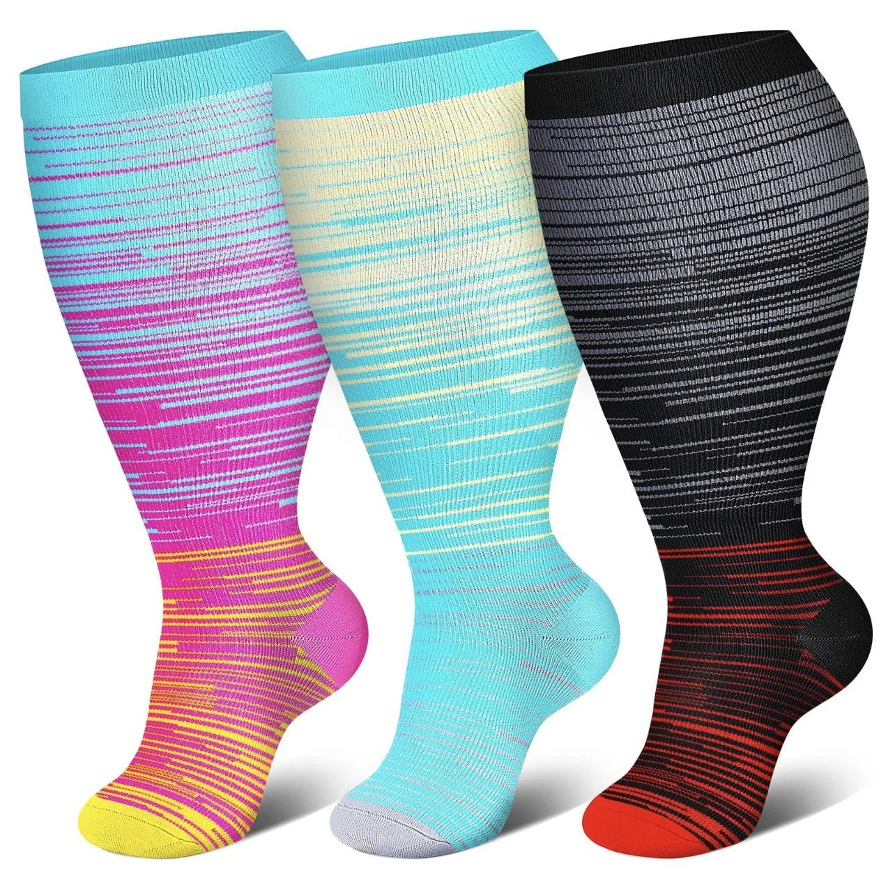 Plus Size Compression Socks Women Men Running Yoga Fat Sock Sports Fitness Weight Loss Wide Calf Extra Large Flight Sock Support