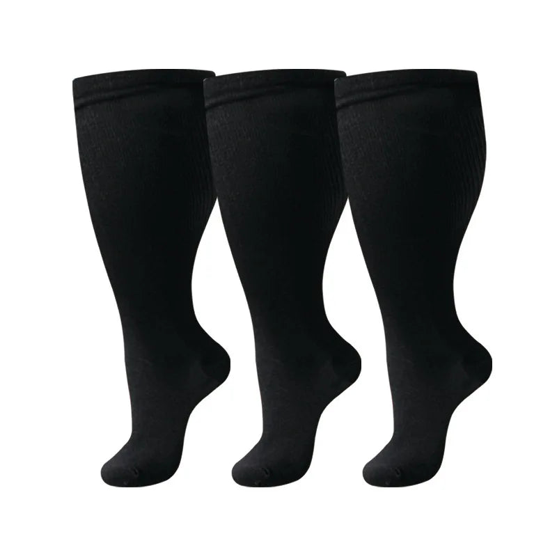 Plus Size Compression Socks Women Men Running Yoga Fat Sock Sports Fitness Weight Loss Wide Calf Extra Large Flight Sock Support