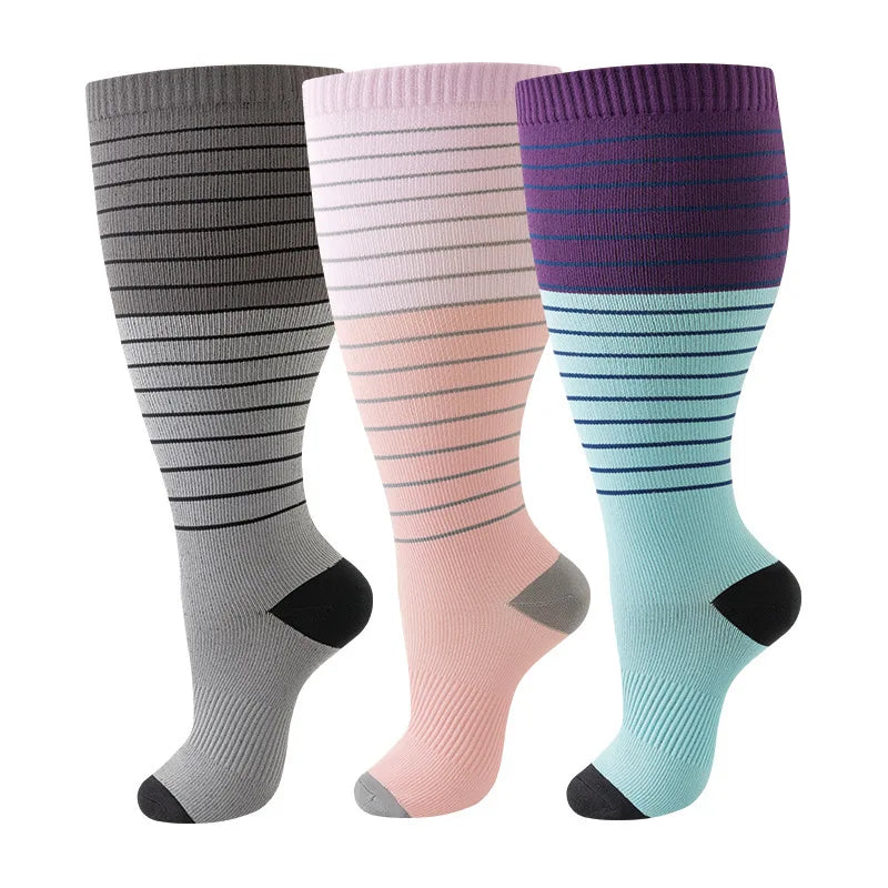 Plus Size Compression Socks Women Men Running Yoga Fat Sock Sports Fitness Weight Loss Wide Calf Extra Large Flight Sock Support