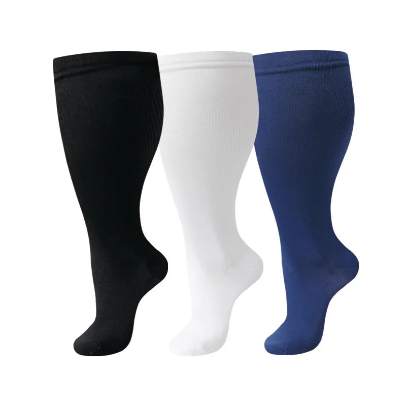 Plus Size Compression Socks Women Men Running Yoga Fat Sock Sports Fitness Weight Loss Wide Calf Extra Large Flight Sock Support