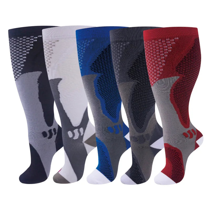 Plus Size Compression Socks Women Men Running Yoga Fat Sock Sports Fitness Weight Loss Wide Calf Extra Large Flight Sock Support
