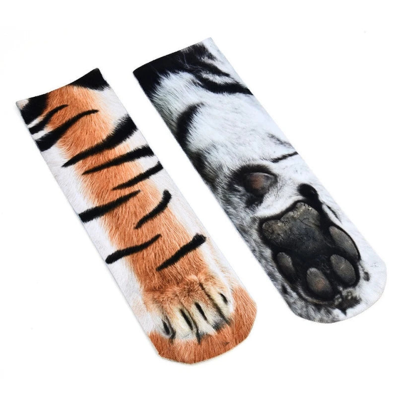 1pair 3D Printed Animal Paw Socks For Adult Kid Funny Cat Tiger Eagle Leg Socks Men Women Novelty Socks Christmas Gift