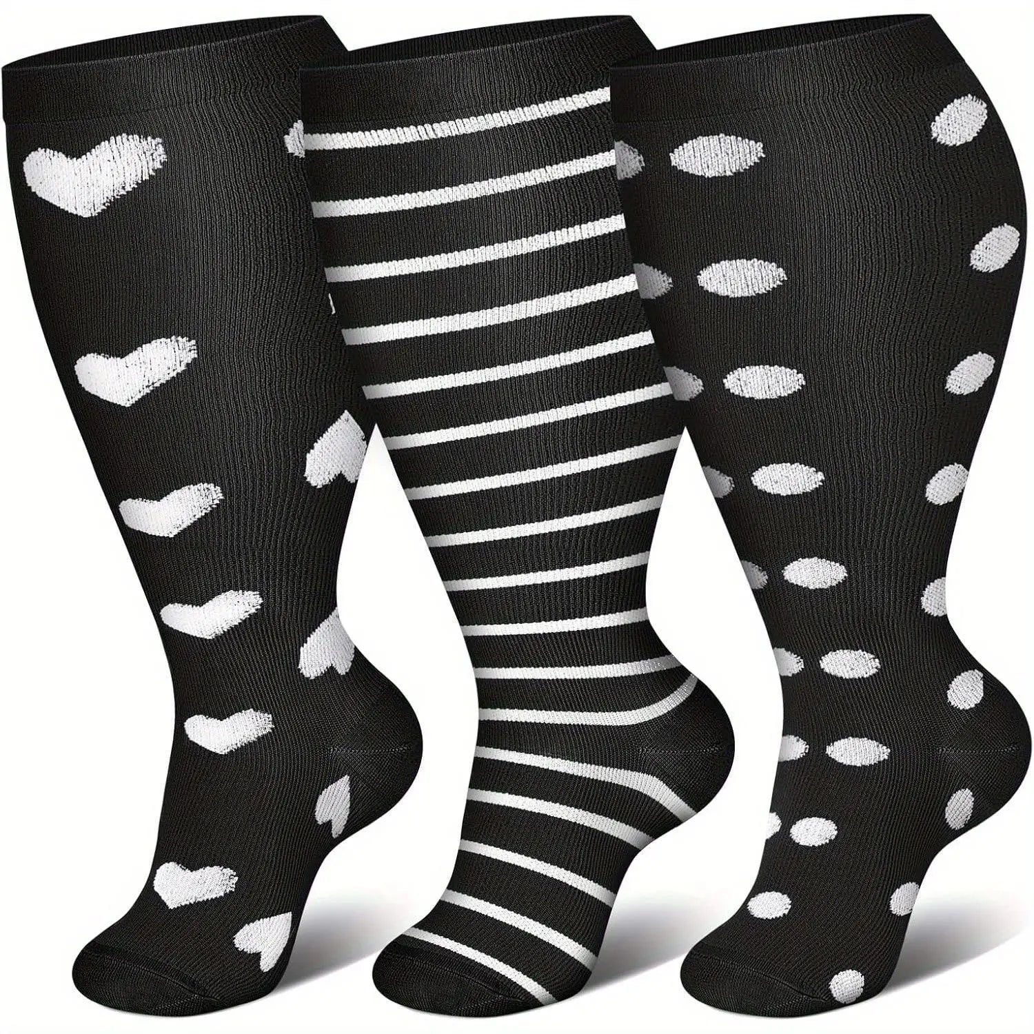 Plus Size Compression Socks Women Men Running Yoga Fat Sock Sports Fitness Weight Loss Wide Calf Extra Large Flight Sock Support