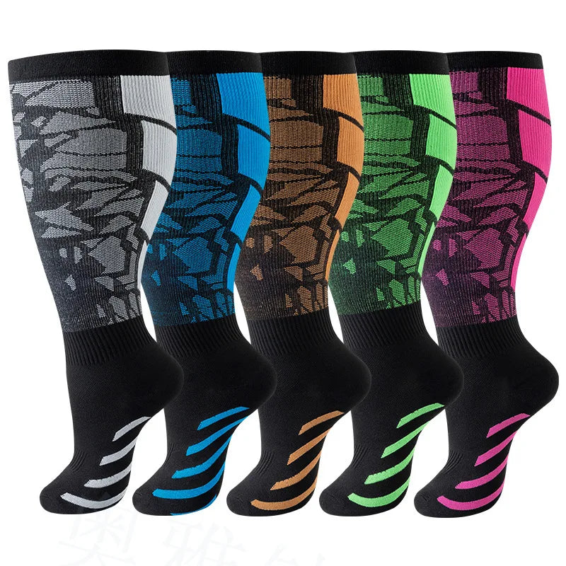 Plus Size Compression Socks Women Men Running Yoga Fat Sock Sports Fitness Weight Loss Wide Calf Extra Large Flight Sock Support