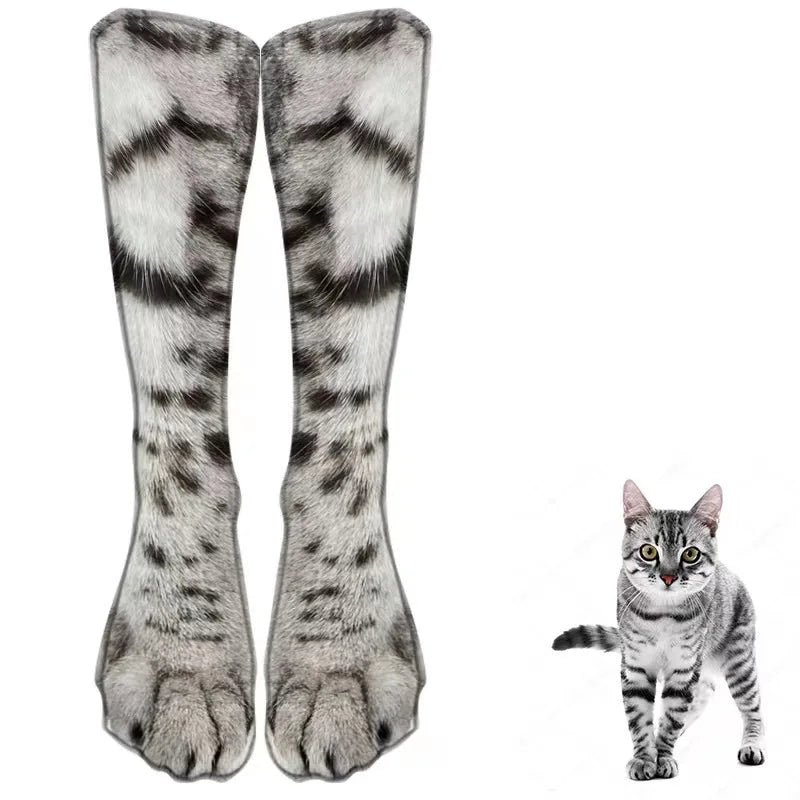 1pair 3D Printed Animal Paw Socks For Adult Kid Funny Cat Tiger Eagle Leg Socks Men Women Novelty Socks Christmas Gift