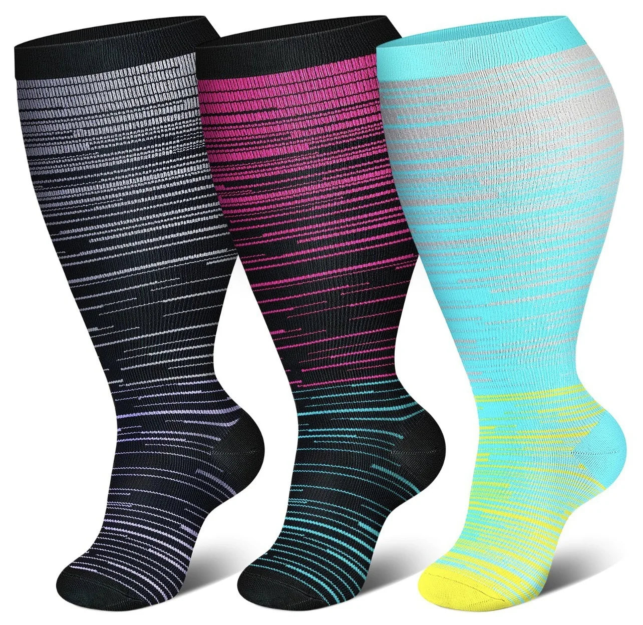 Plus Size Compression Socks Women Men Running Yoga Fat Sock Sports Fitness Weight Loss Wide Calf Extra Large Flight Sock Support