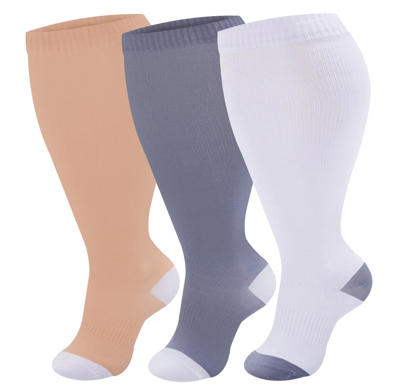 Plus Size Compression Socks Women Men Running Yoga Fat Sock Sports Fitness Weight Loss Wide Calf Extra Large Flight Sock Support