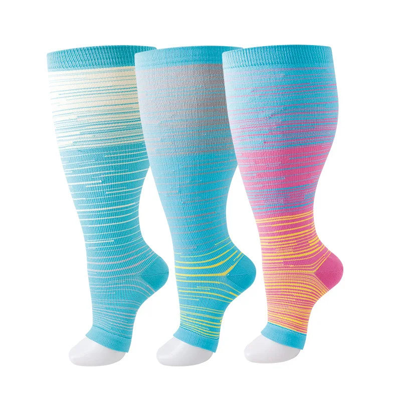 Plus Size Compression Socks Women Men Running Yoga Fat Sock Sports Fitness Weight Loss Wide Calf Extra Large Flight Sock Support