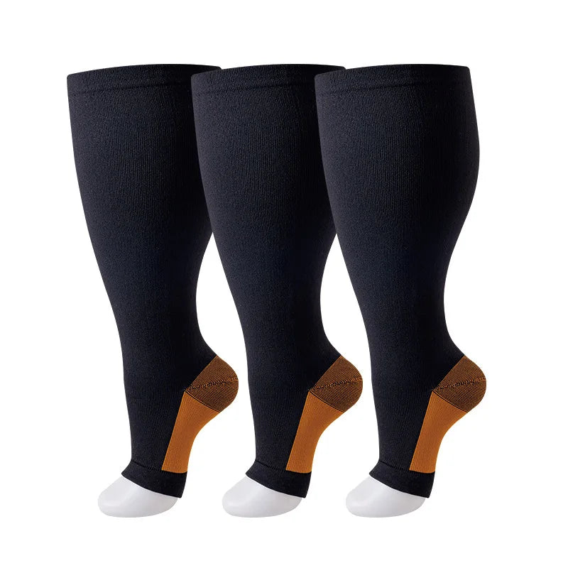Plus Size Compression Socks Women Men Running Yoga Fat Sock Sports Fitness Weight Loss Wide Calf Extra Large Flight Sock Support