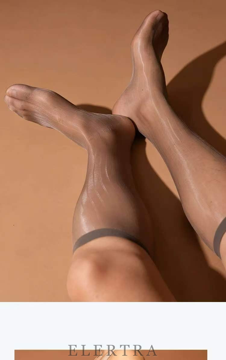 Apricot ultra-sheer glossy dress socks foot detail