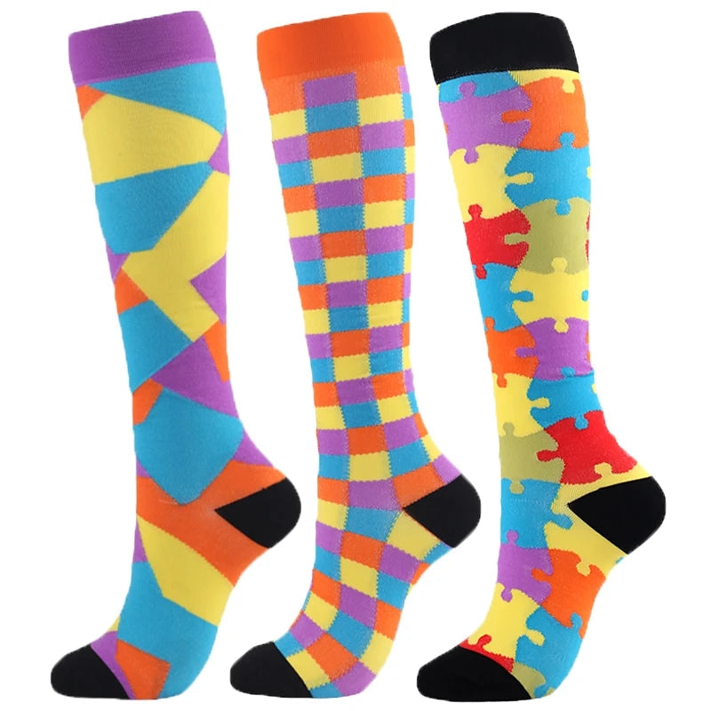 3/6/7 Pairs/Pack Compression Socks Women Men Knee High 30 MmHg Running Sports Socks Edema Diabetes Varicose Veins Socks Dropship