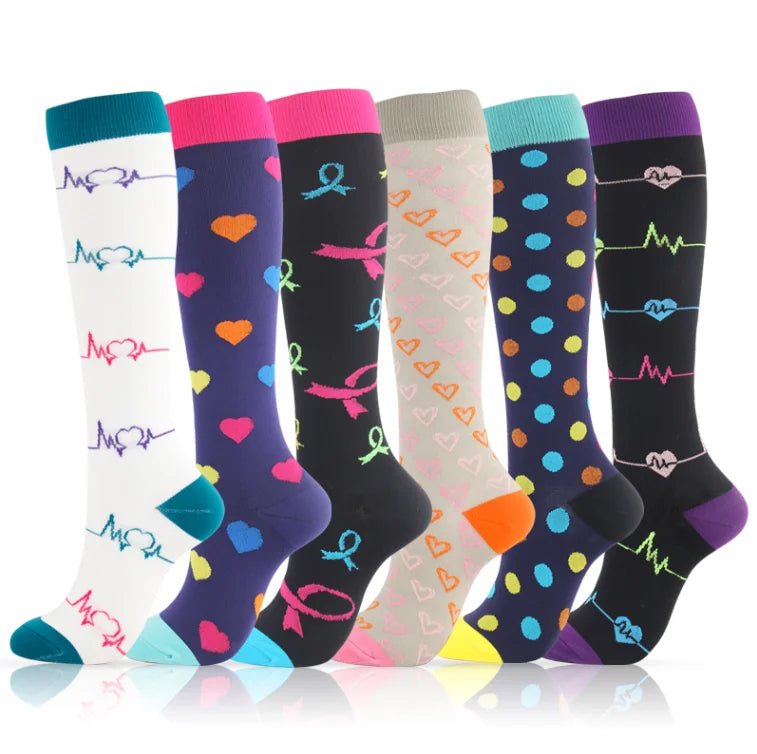 3/6/7 Pairs/Pack Compression Socks Women Men Knee High 30 MmHg Running Sports Socks Edema Diabetes Varicose Veins Socks Dropship