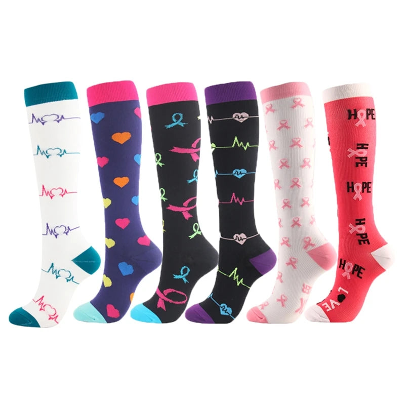 3/6/7 Pairs/Pack Compression Socks Women Men Knee High 30 MmHg Running Sports Socks Edema Diabetes Varicose Veins Socks Dropship