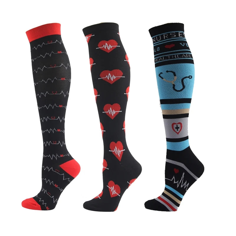 3/6/7 Pairs/Pack Compression Socks Women Men Knee High 30 MmHg Running Sports Socks Edema Diabetes Varicose Veins Socks Dropship