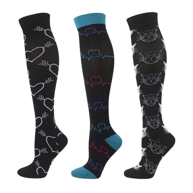 3/6/7 Pairs/Pack Compression Socks Women Men Knee High 30 MmHg Running Sports Socks Edema Diabetes Varicose Veins Socks Dropship