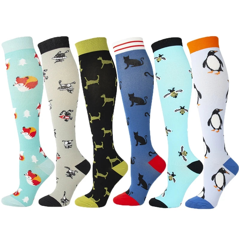 3/6/7 Pairs/Pack Compression Socks Women Men Knee High 30 MmHg Running Sports Socks Edema Diabetes Varicose Veins Socks Dropship