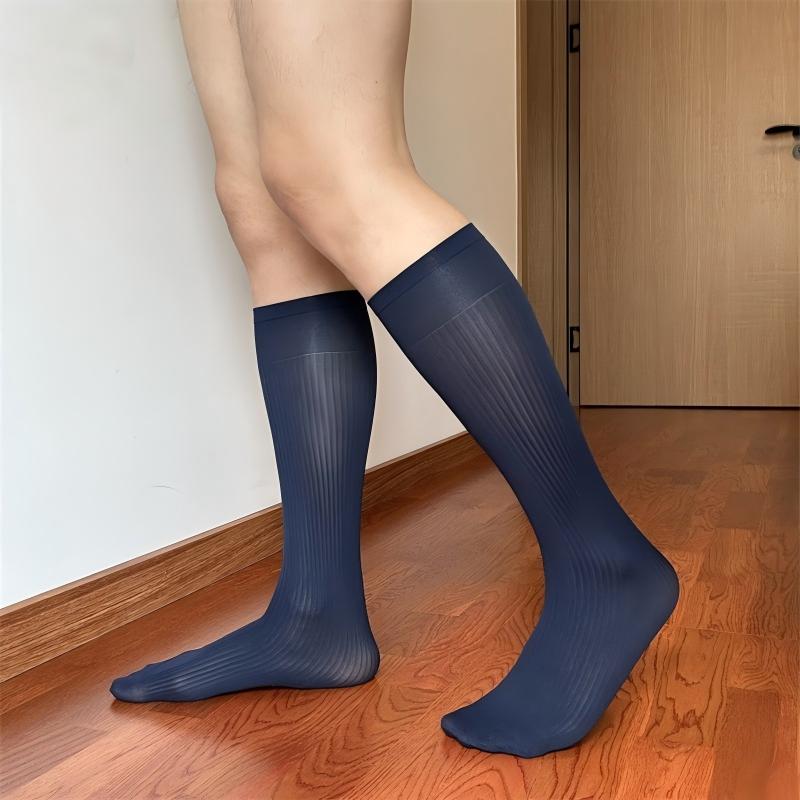 Men's Fine-Striped Business Dress Socks