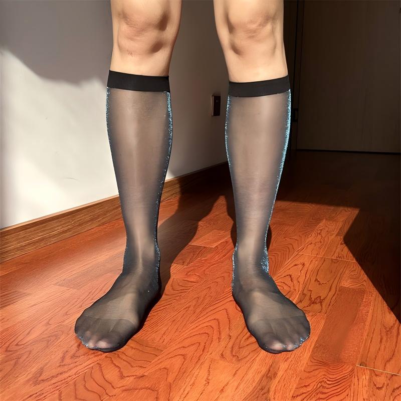 Men's Ultra-Sheer Glitter Business Socks - Midnight Galaxy Edition