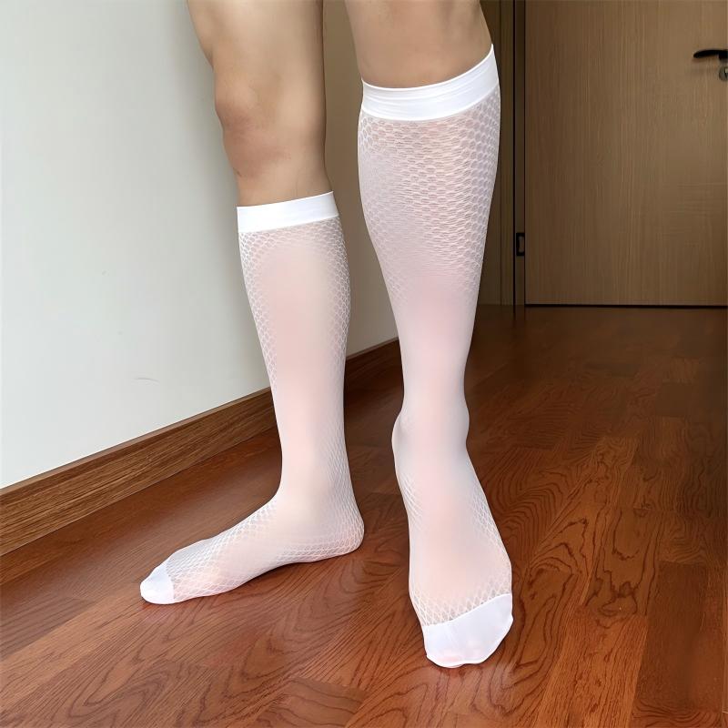 Men's Sheer Diamond Mesh Socks - Emerald Lattice Edition