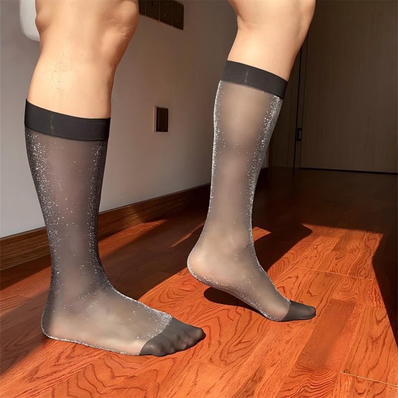 Men's Ultra-Sheer Glitter Business Socks - Midnight Galaxy Edition