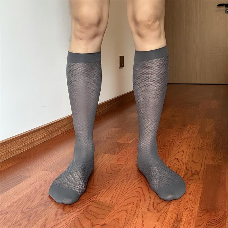 Men's Sheer Diamond Mesh Socks - Emerald Lattice Edition