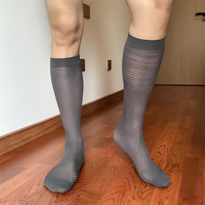 Men's Sheer Diamond Mesh Socks - Emerald Lattice Edition