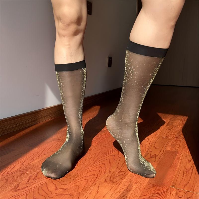 Men's Ultra-Sheer Glitter Business Socks - Midnight Galaxy Edition