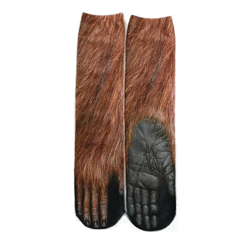 1pair 3D Printed Animal Paw Socks For Adult Kid Funny Cat Tiger Eagle Leg Socks Men Women Novelty Socks Christmas Gift