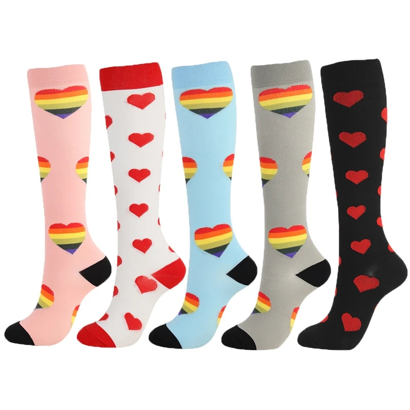 3/5/6 Double Compression Socks Men Women Medical Varicose Swelling Pregnancy Sports Socks Outdoor Exercise Running Golf Hiking