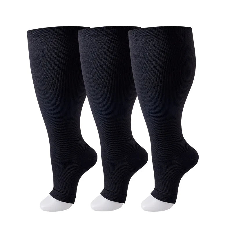 Plus Size Compression Socks Women Men Running Yoga Fat Sock Sports Fitness Weight Loss Wide Calf Extra Large Flight Sock Support