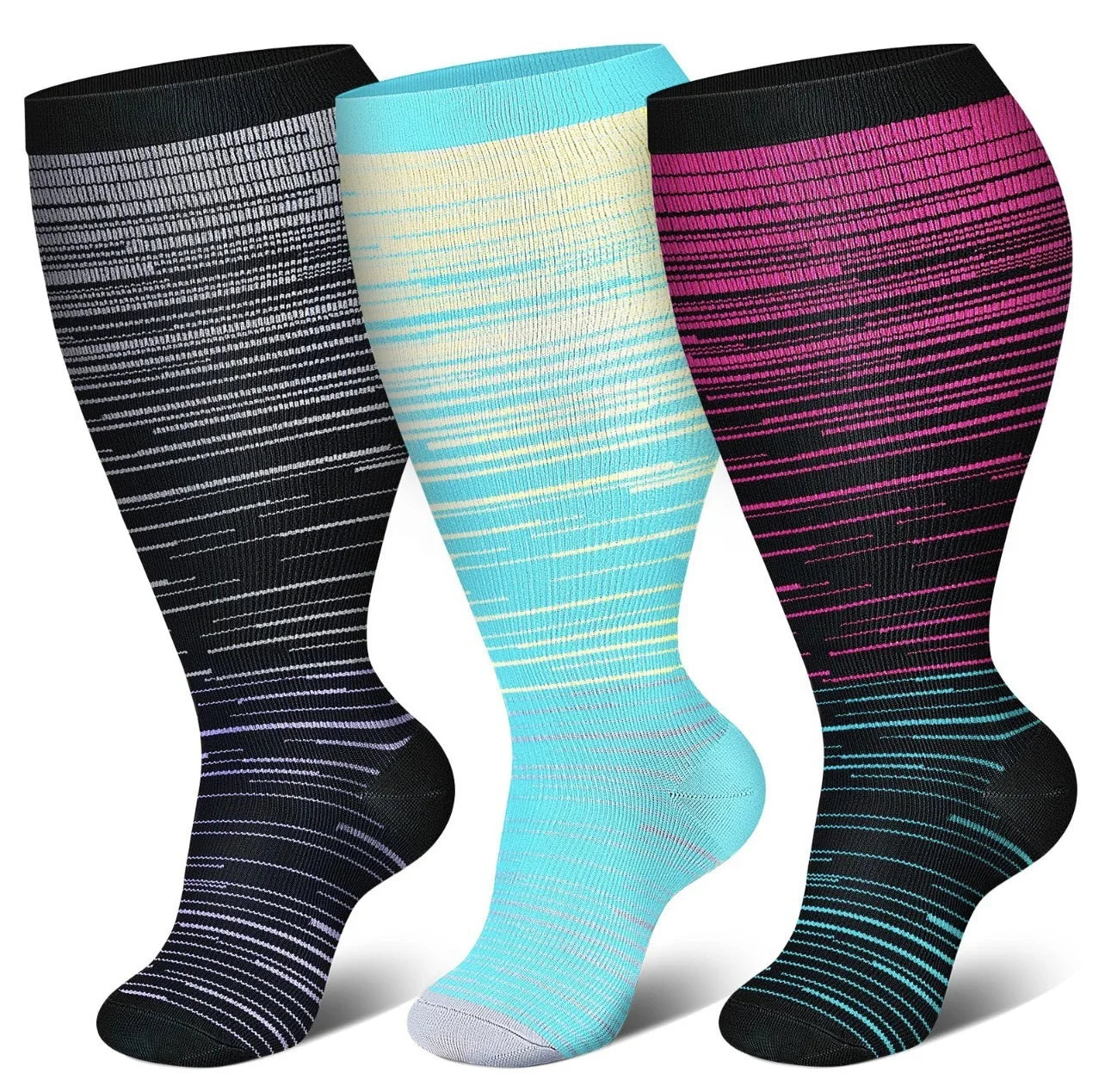 Plus Size Compression Socks Women Men Running Yoga Fat Sock Sports Fitness Weight Loss Wide Calf Extra Large Flight Sock Support