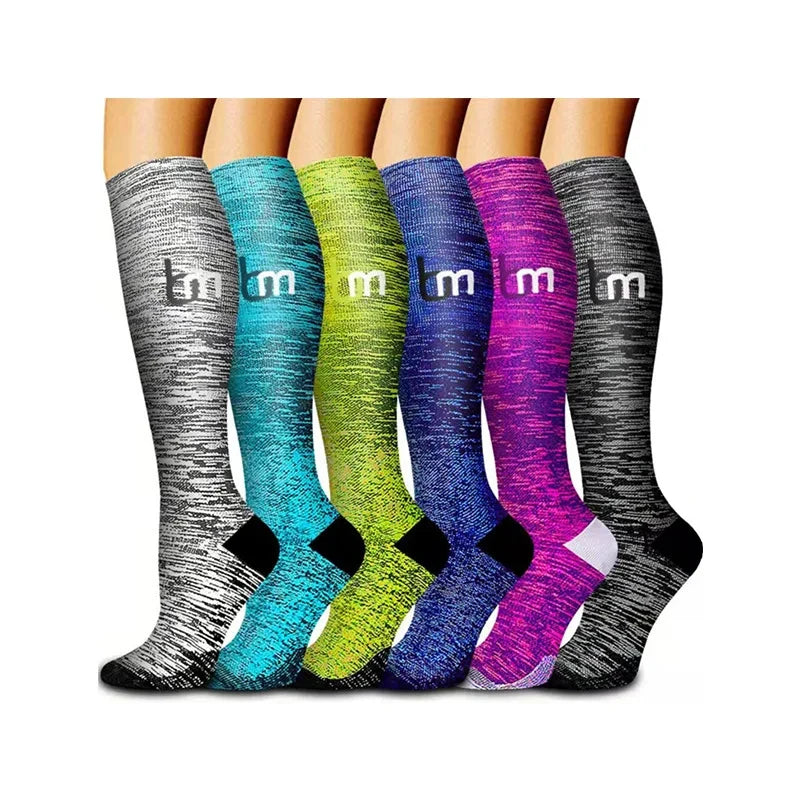 3/5/6 Double Compression Socks Men Women Medical Varicose Swelling Pregnancy Sports Socks Outdoor Exercise Running Golf Hiking