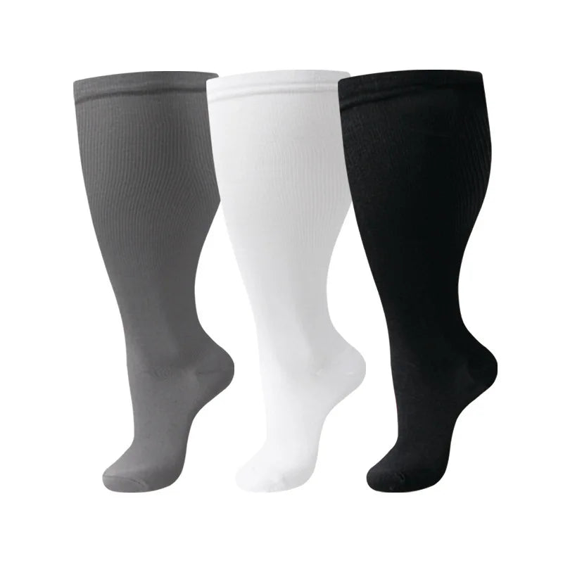 Plus Size Compression Socks Women Men Running Yoga Fat Sock Sports Fitness Weight Loss Wide Calf Extra Large Flight Sock Support
