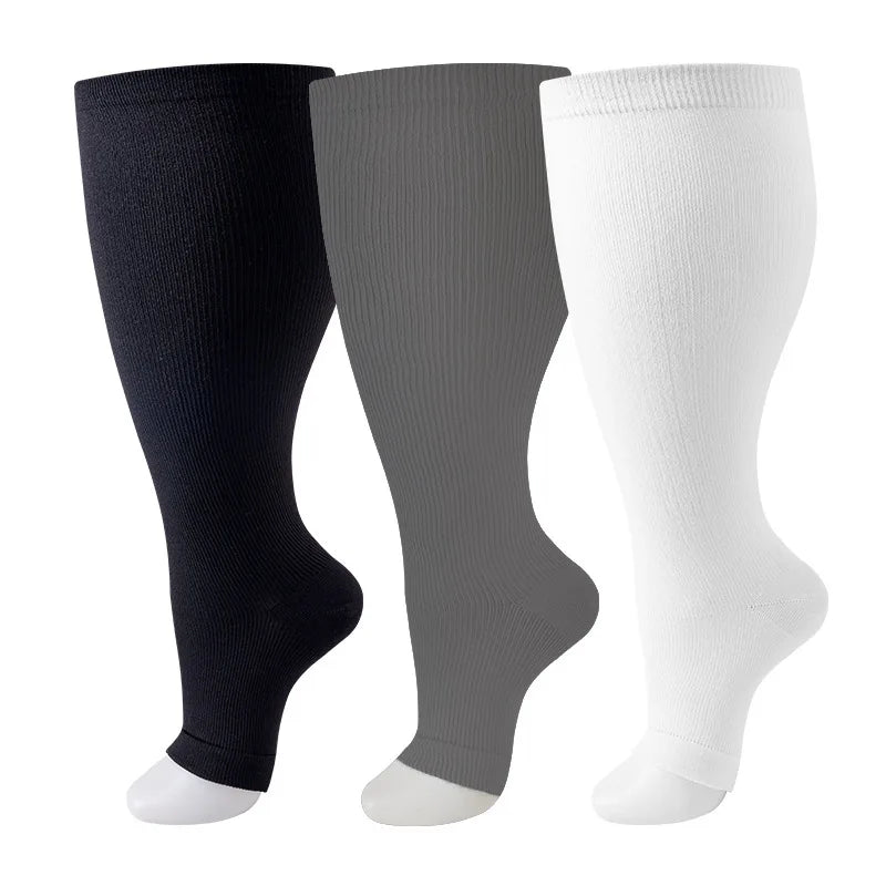 Plus Size Compression Socks Women Men Running Yoga Fat Sock Sports Fitness Weight Loss Wide Calf Extra Large Flight Sock Support