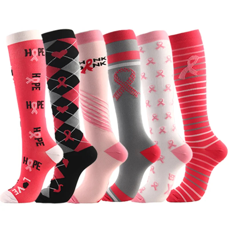 3/5/6 Double Compression Socks Men Women Medical Varicose Swelling Pregnancy Sports Socks Outdoor Exercise Running Golf Hiking