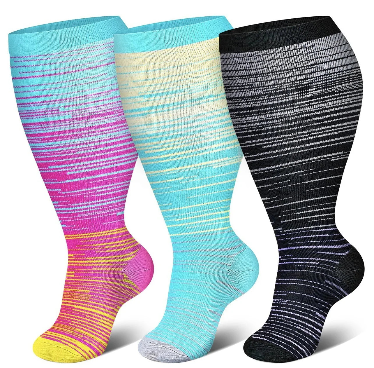 Plus Size Compression Socks Women Men Running Yoga Fat Sock Sports Fitness Weight Loss Wide Calf Extra Large Flight Sock Support