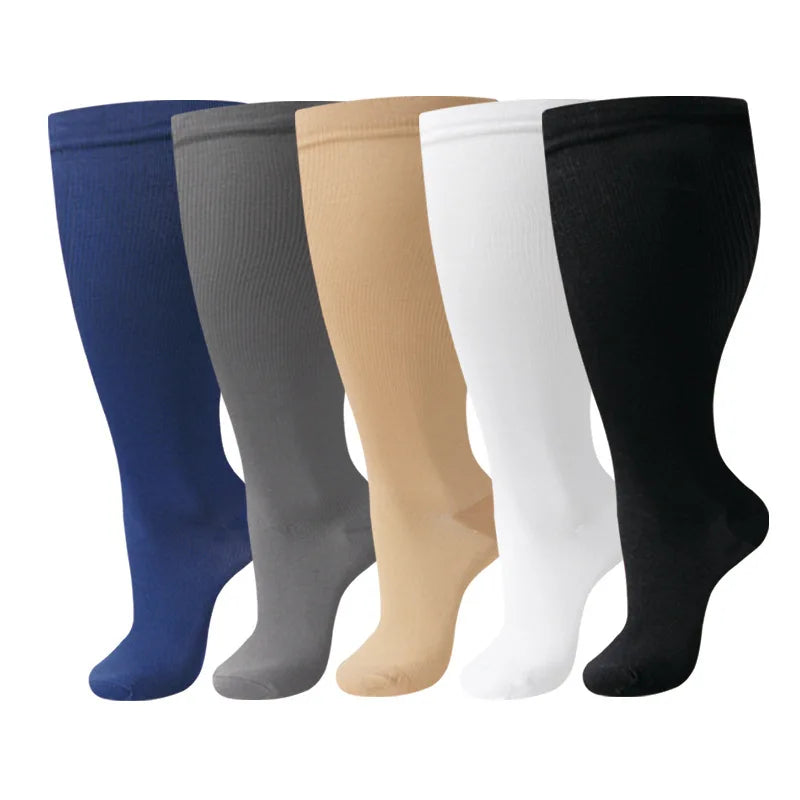 Plus Size Compression Socks Women Men Running Yoga Fat Sock Sports Fitness Weight Loss Wide Calf Extra Large Flight Sock Support