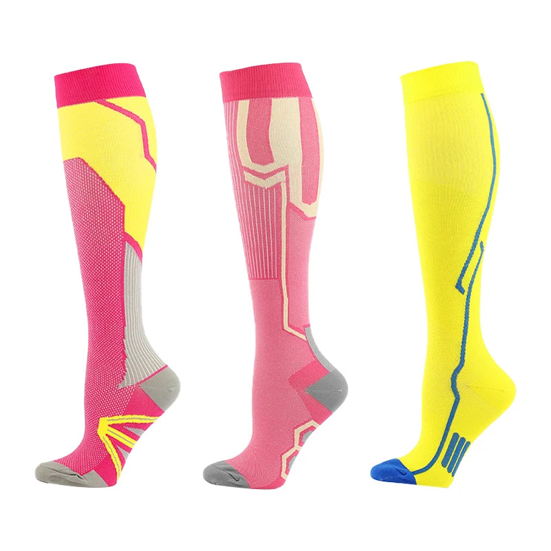 3/5/6 Double Compression Socks Men Women Medical Varicose Swelling Pregnancy Sports Socks Outdoor Exercise Running Golf Hiking